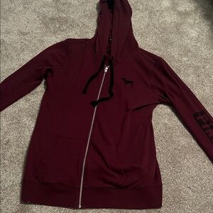 PINK Victoria's Secret Burgundy Zip-Up Hoodie